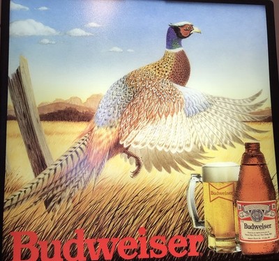 Vintage 1980's Budweiser Beer Lighted Advertising Sign - Pheasant