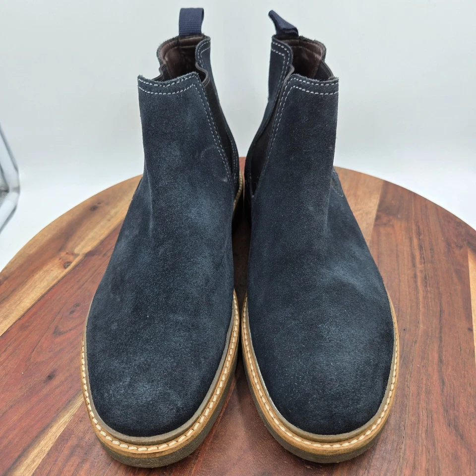Botas Clarks Clarkdale Easy Masculinas 12M Azul Marrom Camurça Couro Conforto Chelsea - Imagem 3 de 4