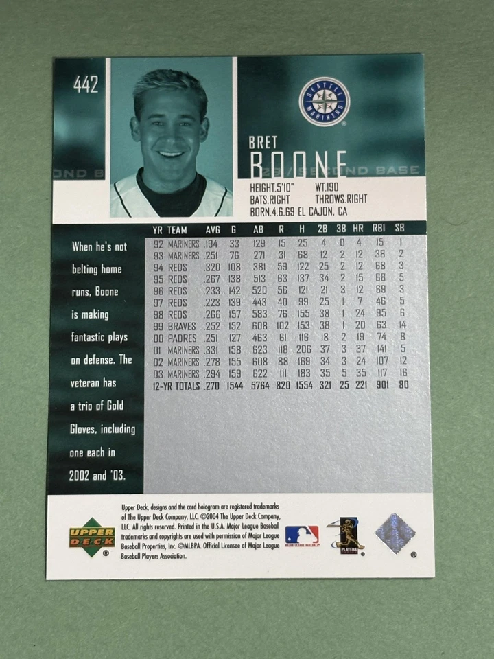 Bret Boone 2004 Upper Deck Seattle Mariners #442 DD957 - Image 2 of 2