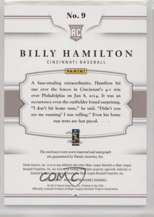 National Treasures Rookie Colossal Signatures 2014/99 Billy Hamilton #9 automático radiocontrol Foto 2 de 2