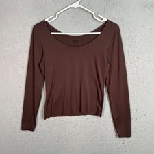 Uniqlo Womens Size Small Brown Heattech Long Sleeve Top Lightweight Stretchy