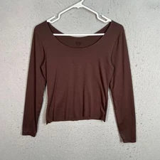 Uniqlo Womens Size Small Brown Heattech Long Sleeve Top Lightweight Stretchy