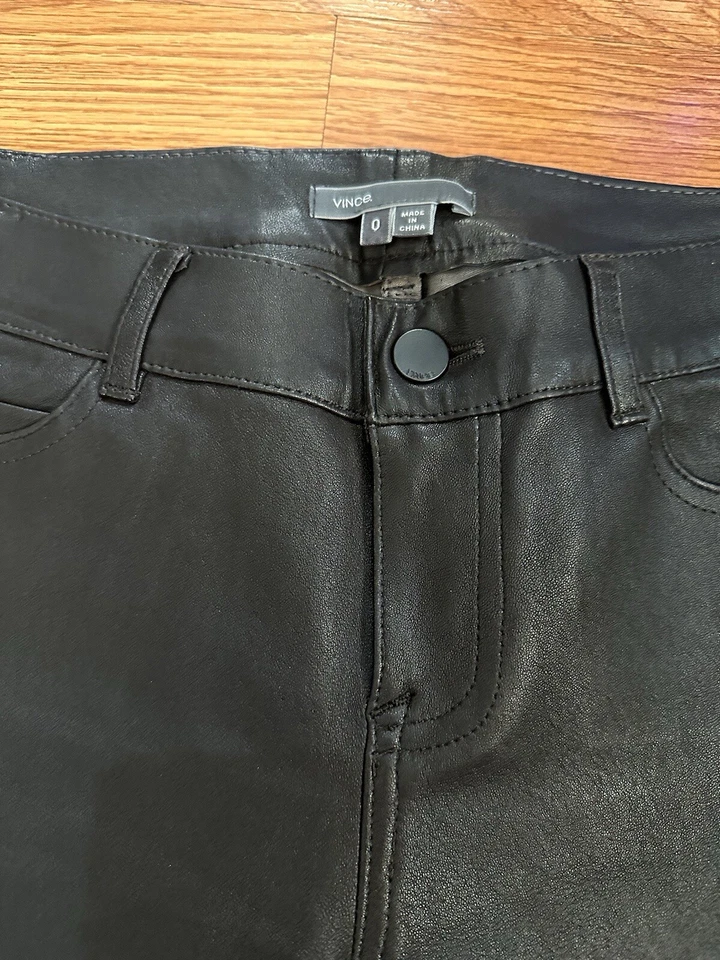 Pantalones de gamuza Vince marrón 100 % cuero genuino talla 0 precio de venta sugerido por el fabricante 1150 USD Foto 3 de 4