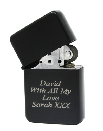 Engraved Personalised Black Star Lighter Ideal Birthday Present + Box + Choc - Picture 3 of 5