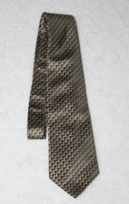 Geoffrey Beene Gray Gold Silver Geometric Neck Tie Silk