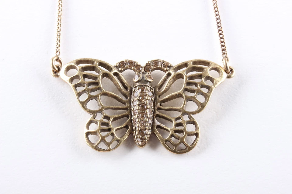 COLLAR MARIPOSA CHAPADO EN ORO PEREGRINO MODA 1688 Foto 2 de 4