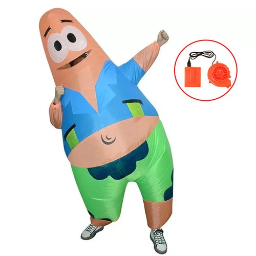 SpongeBob Patrick Star Inflatable Costume Cosplay Funny Blow Up Suit Party Dress - Picture 3 of 12