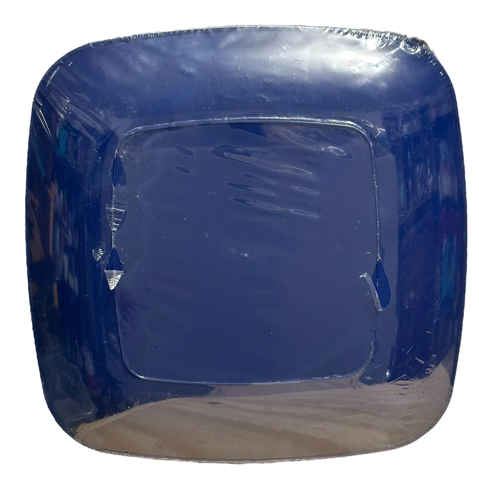 NAUTICA Plastic Square Plates Navy Silver Marbled 10 In Dinnerware 10 Piece Set - Image 2 of 4