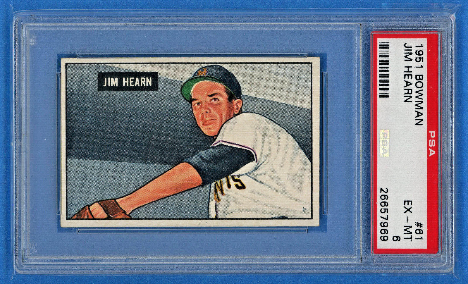 1951 Bowman #61 Jim Hearn New York Giants Vintage Baseball Card PSA 6 #26657969