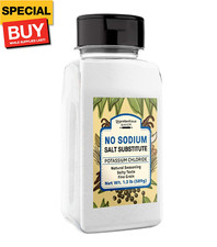 No Sodium Salt Substitute, 1.3 lb, Potassium Chloride, Salty Taste, Fine Grain