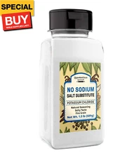No Sodium Salt Substitute, 1.3 lb, Potassium Chloride, Salty Taste, Fine Grain
