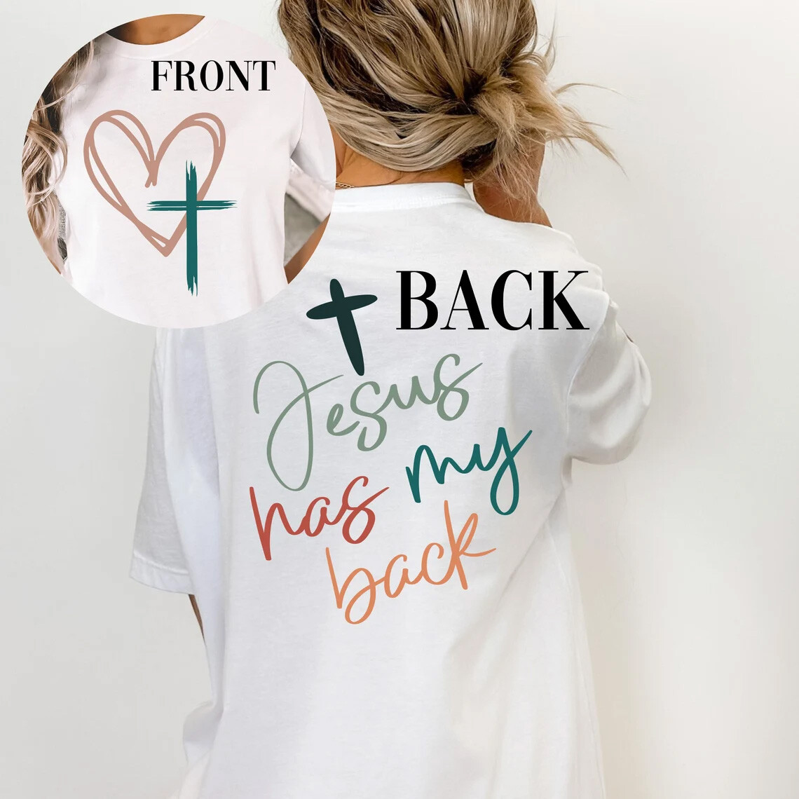 NEW! Jesus has my back Front and back Easter Christian T-shirts Hoodies  S-3XL | eBay