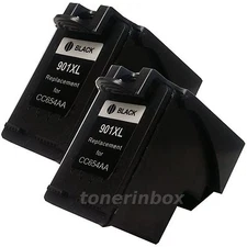 2 Pack Black Ink Cartridge For 901XL 901 XL Officejet J4500 Printer