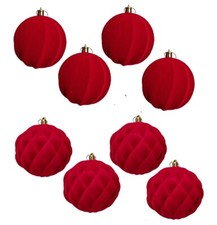 Set di 8 Palline Rosse  Vellutate addobbo per albero di natale Decorazioni