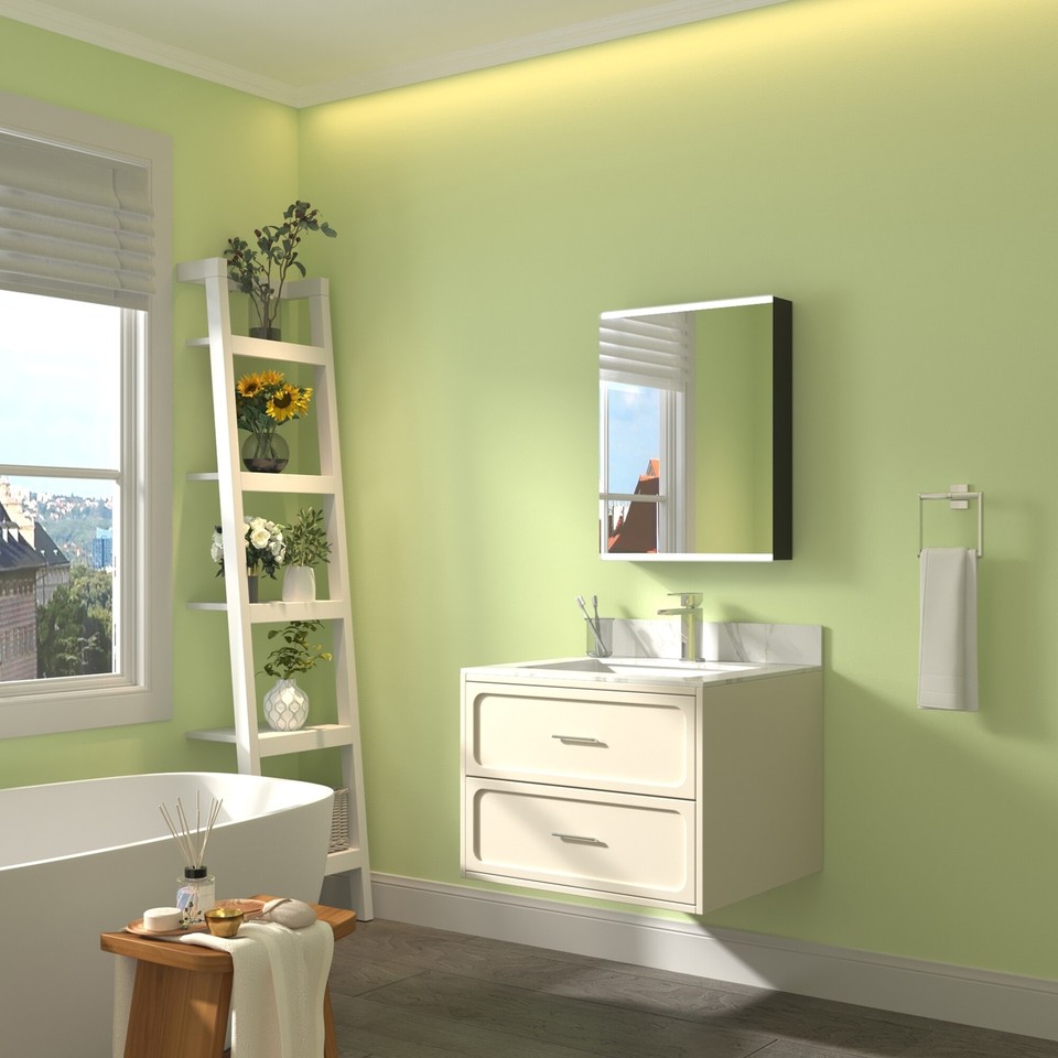 ExBrite LED Bathroom Medicine with Mirror,Casement Black 26'' H