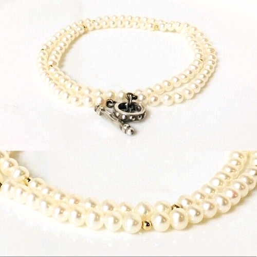 Lagos Caviar Pearl Toggle Necklace 925 Sterling Silver 750 18k Gold - Picture 3 of 5