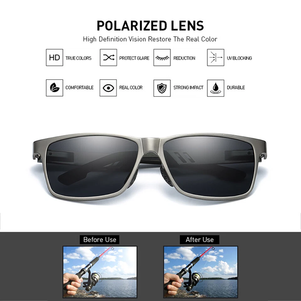 Aluminium Polarized Sunglasses Men UV400 Mirrored Driving Sport Glasses Case US - Image 4 of 4