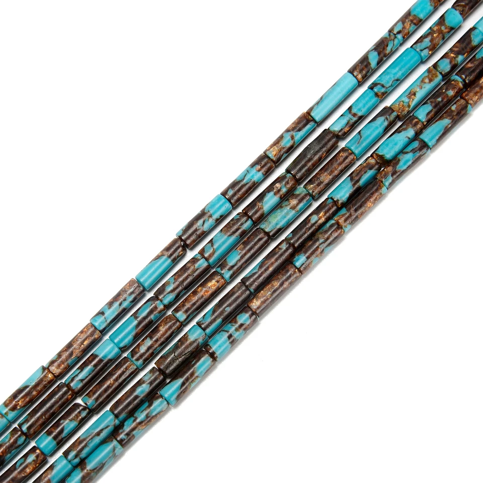 Bronzite Turquoise Cylinder Tube Beads Size 4x13mm 15.5'' Strand - Image 2 of 2