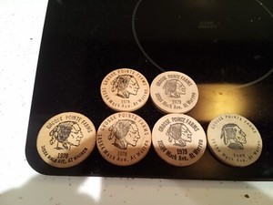 The wooden nickel grosse pointe woods set of six 1976 through 1983