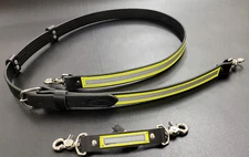Firefighter Yellow/Silver Reflective Leather Radio Strap Set - Regular Length