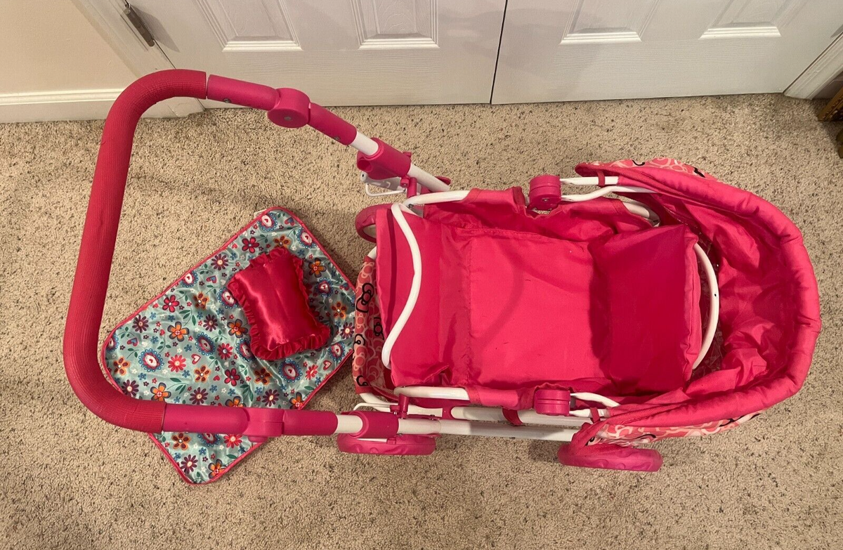 Hello Kitty Pink Walk Stroller For Dolls Baby Carriage Sanrio