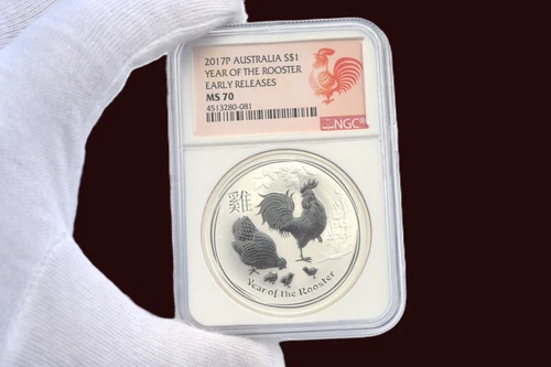 2017 P Australia Silver Lunar Year of the Rooster NGC MS 70 1 oz Coin ER Perfect
