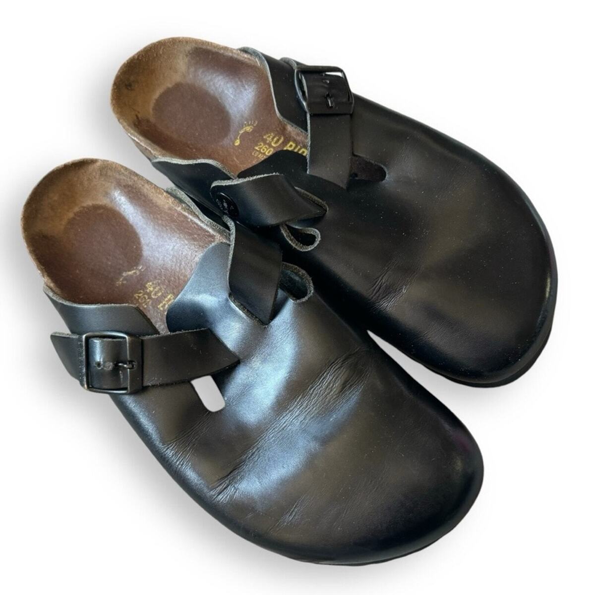 Original Birkenstock Bostons yellow writing sz 40 women's 9 Original Birkenstock Bostons yellow writing sz 40 women's 9