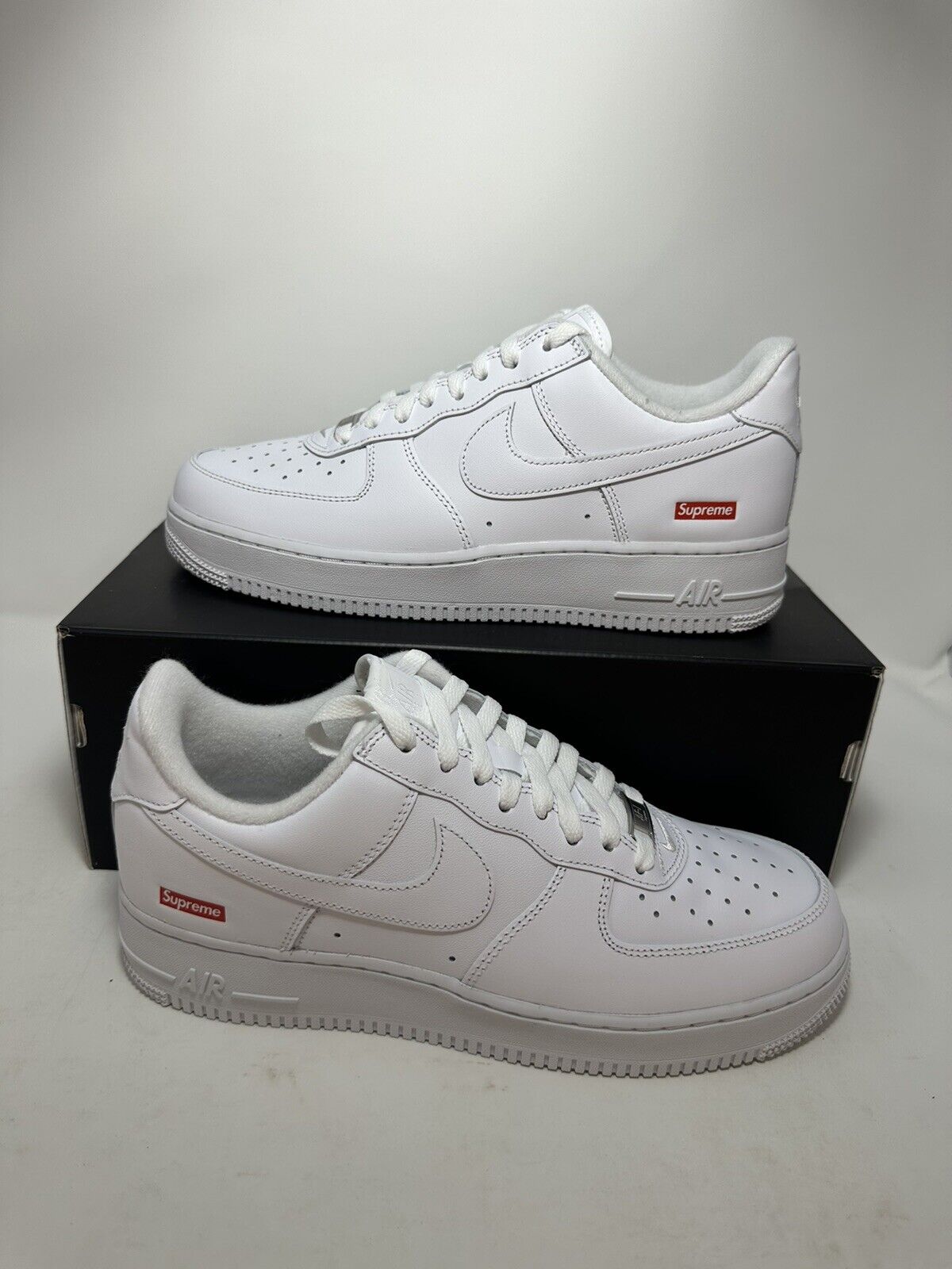 Size+13+-+Nike+Air+Force+1+x+Supreme+Low+Box+Logo+-+White for sale online