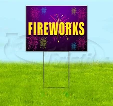 FIREWORKS 18x24 Yard Sign WITH STAKE Corrugated Bandit USA
