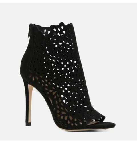 ALDO Ralidien lace cutout black suede zip peep toe high heeled ankle booties 6.5 - 第 1/10 張圖片