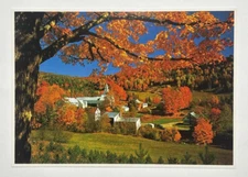A Vermont Village Nestled in Autumn Splendor Postcard Unposted
