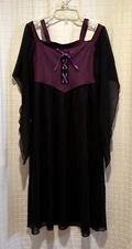 NWT Girls iEfiEL Dress Size 10 Purple Black Wing Sleeve Cold Shoulder FREE SHIP