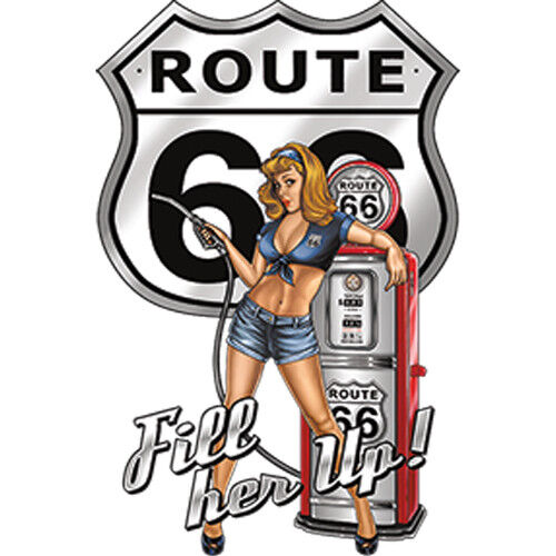 Route 66 Vintage Pinup Hot Rod T-shirt Small to XXXXXL 100% Cotton - Zdjęcie 1 z 2