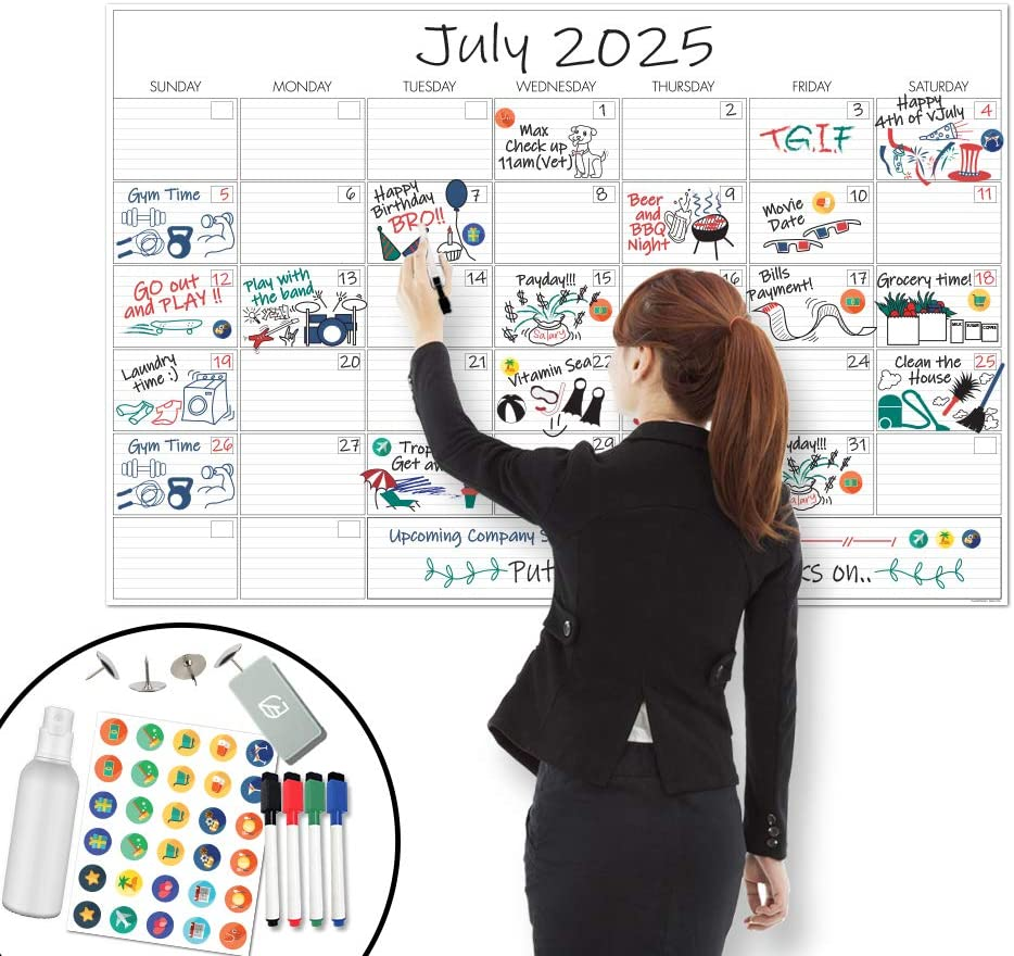 X Large Dry Erase Wall Calendar - 24 inch x 36 inch, 24x36 Undated  4715143799112 | eBay