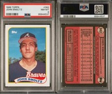 1989 TOPPS #382 JOHN SMOLTZ RC ROOKIE CARD ATLANTA BRAVES NM-MT PSA 8