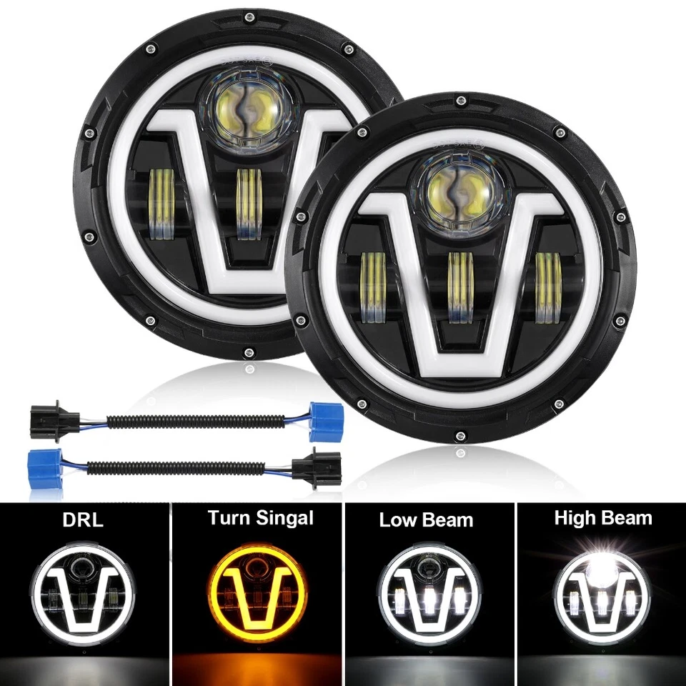 For Subaru DL 1975-1981 Pair 7" LED Headlight DRL Turn Signal Hi/Lo Sealed beam - Image 3 of 4