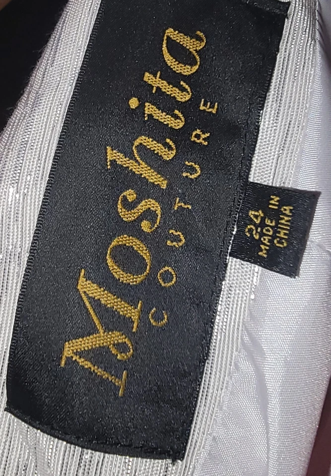 Vtg MOSHITA COUTURE Sz 24W Women's Silver Sparkle Beaded 2 Piece SKIRT SUIT  - Image 4 of 4