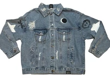 Coraline Distressed Denim Jacket Size Large