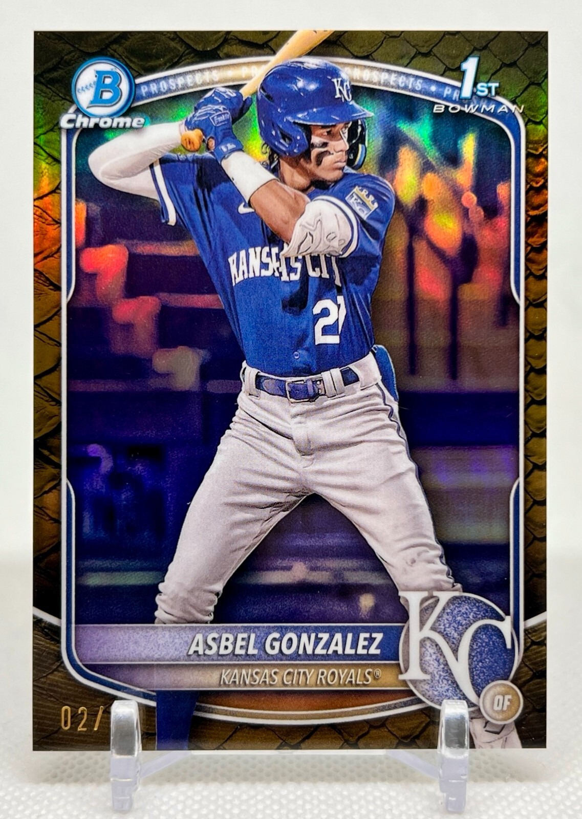 2025 Bowman Asbel Gonzalez 1st Chrome Gold Reptilian Refractor /50 #BCP-4