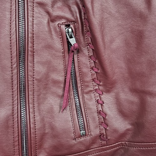 City Chic Biker Jacket Faux Leather RED Ladies Size Large Zip Up Fully Lined - Picture 4 of 13