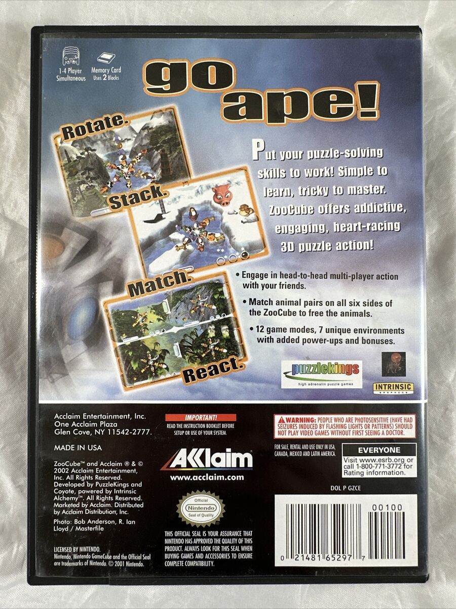 ZooCube (Nintendo GameCube, 2002) Game and Case, no manual ZooCube (Nintendo GameCube, 2002) Game and Case, no manual