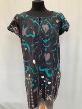 Women's Apricot Black Blue Acrylic Knit Short Sleeve Dress Size S