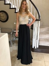  398 NWT BLACK/NUDE JVN BY JOVANI PROM/PAGEANT/FORMAL DRESS/GOWN 33758 SIZE 2