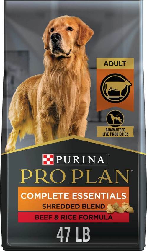 Purina Pro Plan Adult Shredded Blend Beef & Rice Formula Dry Dog Food, 47 lb bag