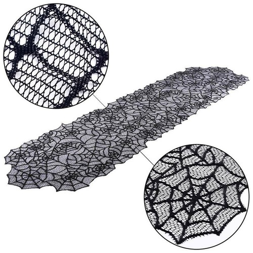 Halloween Table Runner Spider Web Black Lace Tablecloth Cover Home Party Decor - Picture 3 of 11
