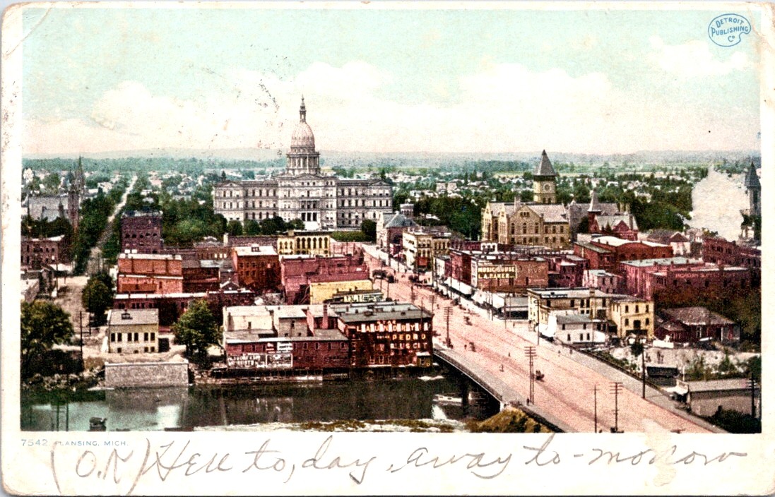 1907, City View, LANSING, Michigan Postcard - Detroit Publishing Co.