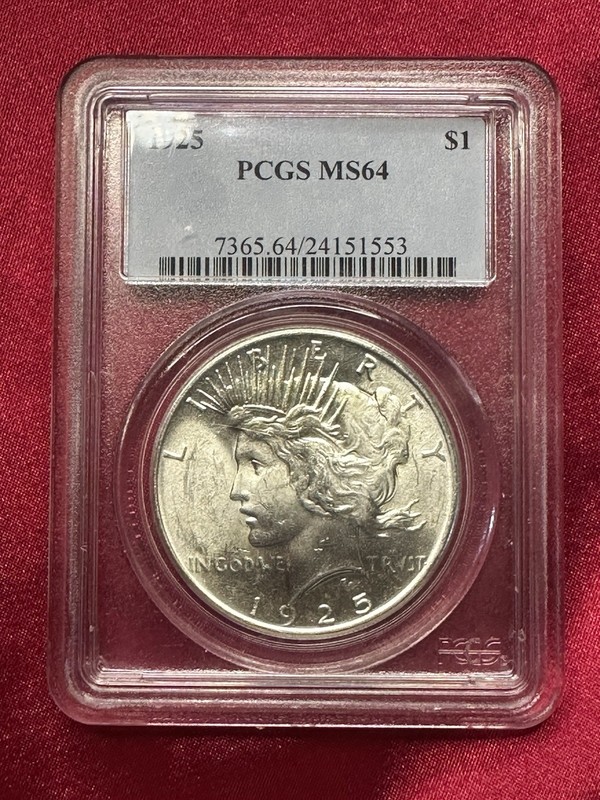 1925 Peace Silver Dollar PCGS MS64 Blast White