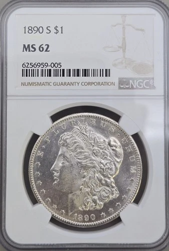 1890 S Silver Morgan Dollar NGC MS 62