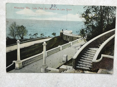 #ad O504 Vintage Postcard Lake Park The Terrace On Lake Shore Milwaukee Wisconsin WI $4.99