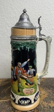 Gerz German Pewter Lidded Beer Stein  2L Tanz auf der Alm Oktoberfest 15" T READ